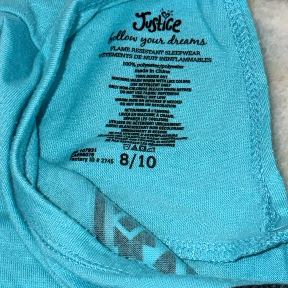 Justice Girls Aqua Blue and Black Aztec Pajama Set